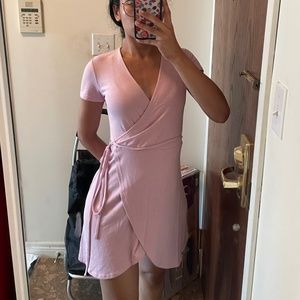 Bershka baby pink wrap dress